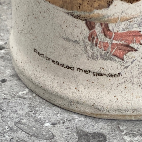 Vintage 1970s Northcraft Korea Stoneware Mug: Red-breasted Merganser Pottery - Picture 2 of 9